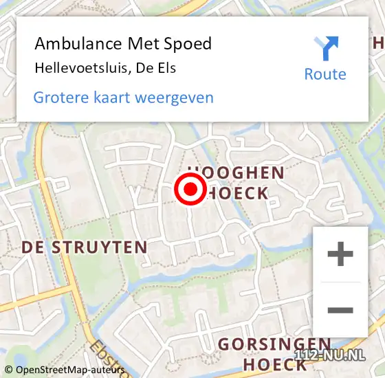 Locatie op kaart van de 112 melding: Ambulance Met Spoed Naar Hellevoetsluis, De Els op 28 september 2016 03:22