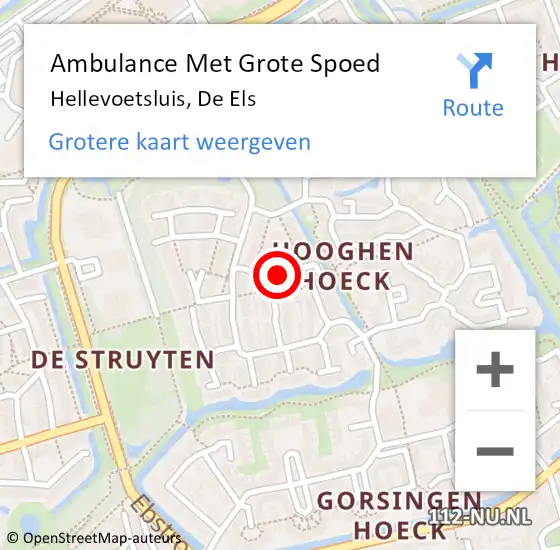Locatie op kaart van de 112 melding: Ambulance Met Grote Spoed Naar Hellevoetsluis, De Els op 28 september 2016 03:25