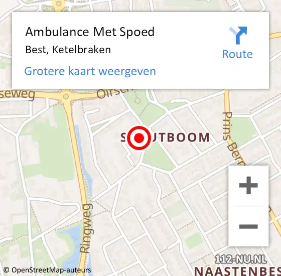 Locatie op kaart van de 112 melding: Ambulance Met Spoed Naar Best, Ketelbraken op 28 september 2016 04:10