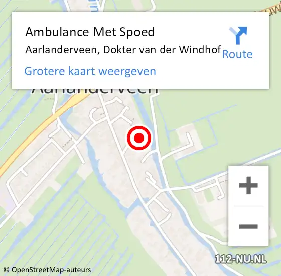 Locatie op kaart van de 112 melding: Ambulance Met Spoed Naar Aarlanderveen, Dokter van der Windhof op 28 september 2016 04:44