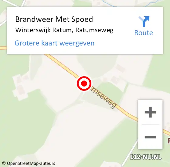 Locatie op kaart van de 112 melding: Brandweer Met Spoed Naar Winterswijk Ratum, Ratumseweg op 28 september 2016 06:12