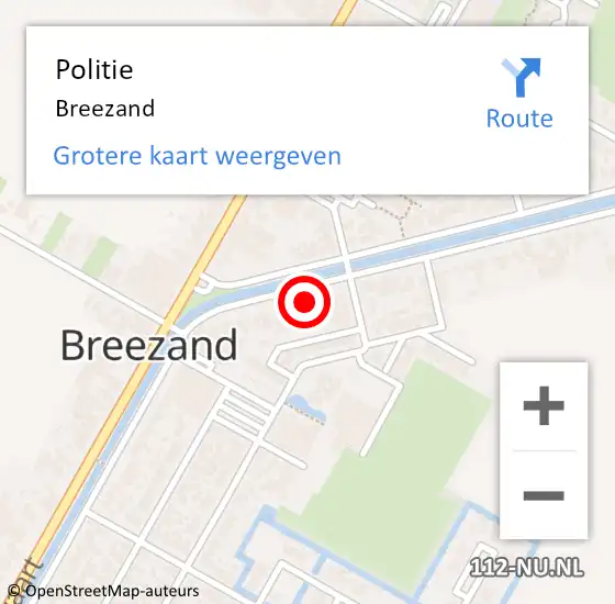 Locatie op kaart van de 112 melding: Politie Breezand op 28 september 2016 06:40