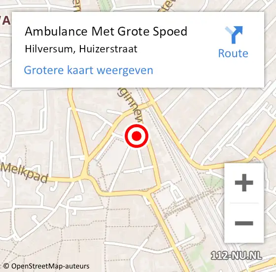 Locatie op kaart van de 112 melding: Ambulance Met Grote Spoed Naar Hilversum, Huizerstraat op 28 december 2013 18:23