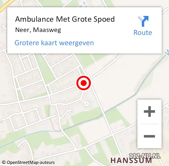 Locatie op kaart van de 112 melding: Ambulance Met Grote Spoed Naar Neer, Maasweg op 28 september 2016 06:58