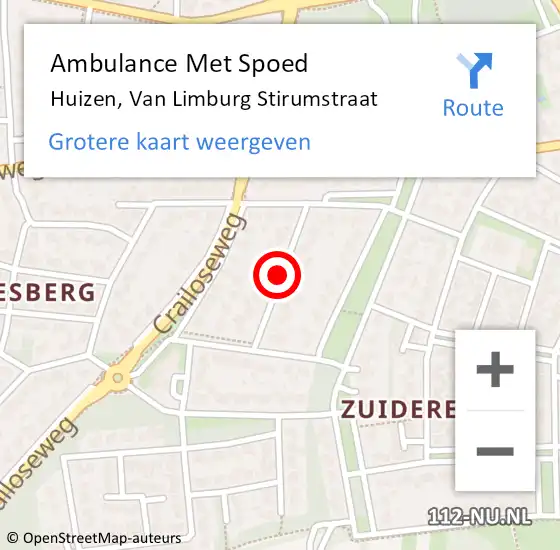 Locatie op kaart van de 112 melding: Ambulance Met Spoed Naar Huizen, Van Limburg Stirumstraat op 28 december 2013 18:27