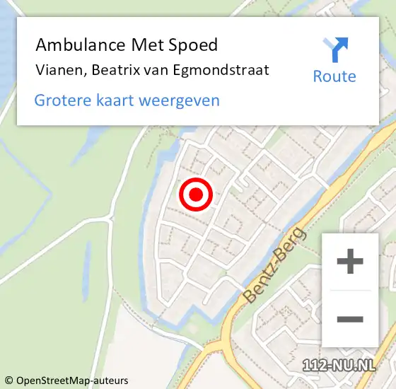 Locatie op kaart van de 112 melding: Ambulance Met Spoed Naar Vianen, Beatrix van Egmondstraat op 28 september 2016 08:32