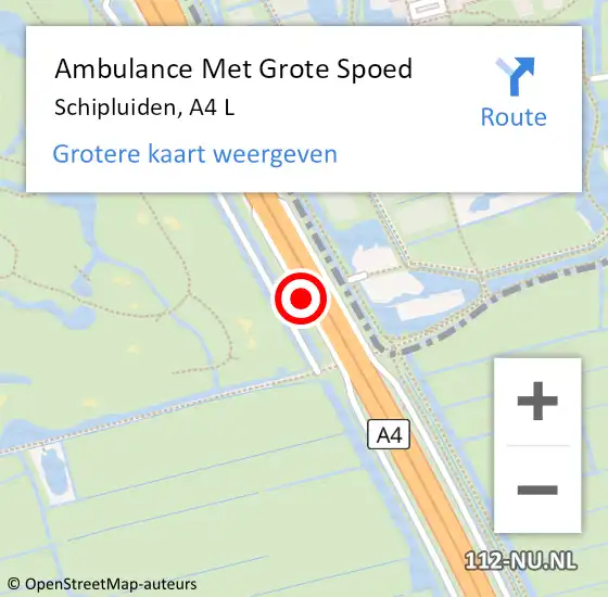 Locatie op kaart van de 112 melding: Ambulance Met Grote Spoed Naar Schipluiden, A4 L op 28 september 2016 08:42