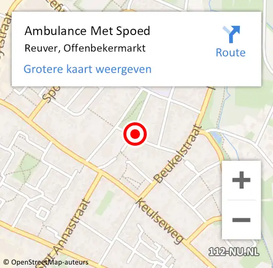 Locatie op kaart van de 112 melding: Ambulance Met Spoed Naar Reuver, Offenbekermarkt op 28 september 2016 09:01