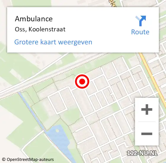 Locatie op kaart van de 112 melding: Ambulance Oss, Koolenstraat op 28 september 2016 09:21