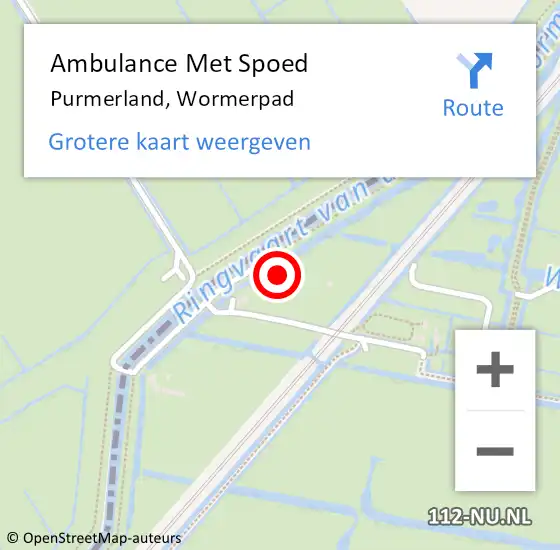 Locatie op kaart van de 112 melding: Ambulance Met Spoed Naar Purmerland, Wormerpad op 28 september 2016 09:30