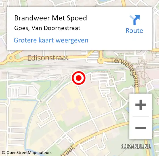 Locatie op kaart van de 112 melding: Brandweer Met Spoed Naar Goes, Van Doornestraat op 28 december 2013 18:52