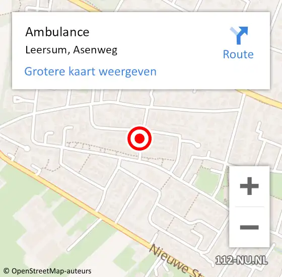 Locatie op kaart van de 112 melding: Ambulance Leersum, Asenweg op 28 september 2016 10:04