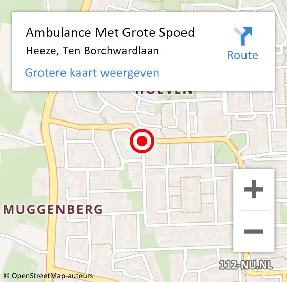 Locatie op kaart van de 112 melding: Ambulance Met Grote Spoed Naar Heeze, Ten Borchwardlaan op 28 september 2016 10:25