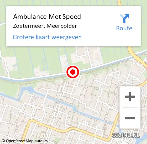 Locatie op kaart van de 112 melding: Ambulance Met Spoed Naar Zoetermeer, Meerpolder op 28 september 2016 10:38
