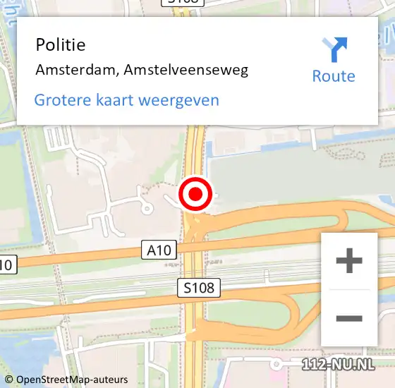 Locatie op kaart van de 112 melding: Politie Amsterdam, Amstelveenseweg op 28 september 2016 10:57