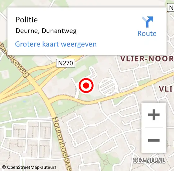 Locatie op kaart van de 112 melding: Politie Deurne, Dunantweg op 28 september 2016 11:09