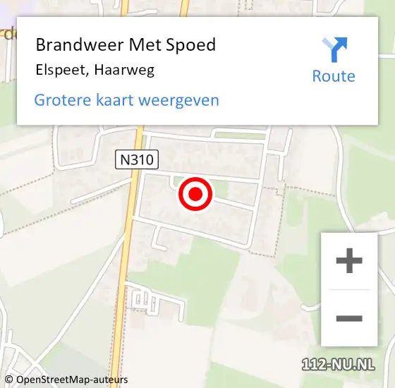 Locatie op kaart van de 112 melding: Brandweer Met Spoed Naar Elspeet, Haarweg op 28 september 2016 11:31