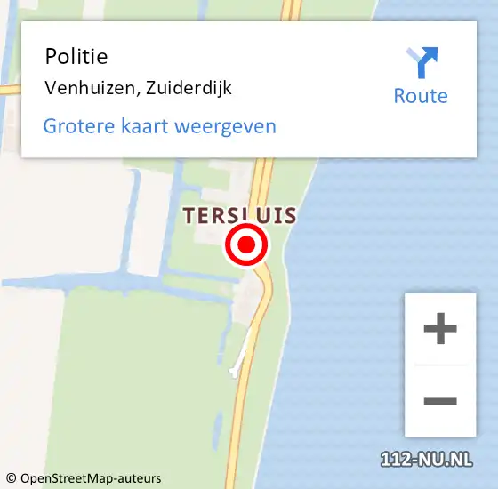 Locatie op kaart van de 112 melding: Politie Venhuizen, Zuiderdijk op 28 september 2016 12:05