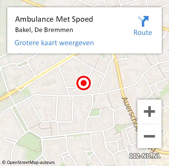 Locatie op kaart van de 112 melding: Ambulance Met Spoed Naar Bakel, De Bremmen op 28 september 2016 12:13