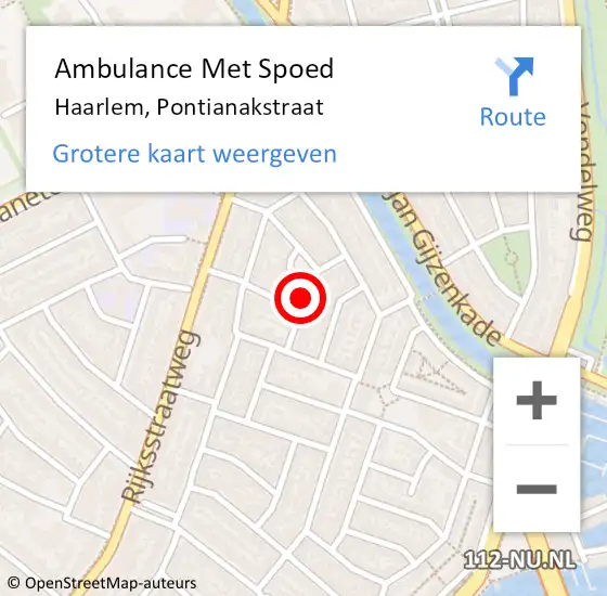 Locatie op kaart van de 112 melding: Ambulance Met Spoed Naar Haarlem, Pontianakstraat op 28 september 2016 12:24