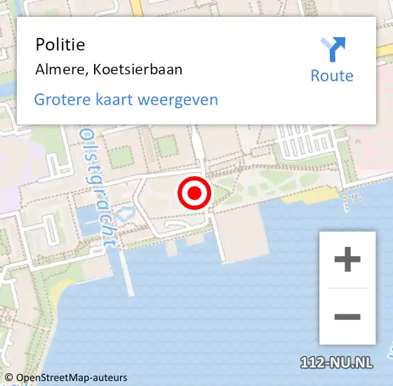 Locatie op kaart van de 112 melding: Politie Almere, Koetsierbaan op 28 september 2016 12:49