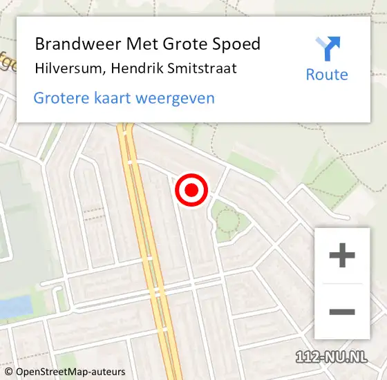 Locatie op kaart van de 112 melding: Brandweer Met Grote Spoed Naar Hilversum, Hendrik Smitstraat op 28 september 2016 13:02