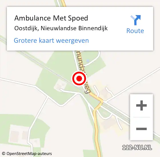 Locatie op kaart van de 112 melding: Ambulance Met Spoed Naar Oostdijk, Nieuwlandse Binnendijk op 28 september 2016 13:09