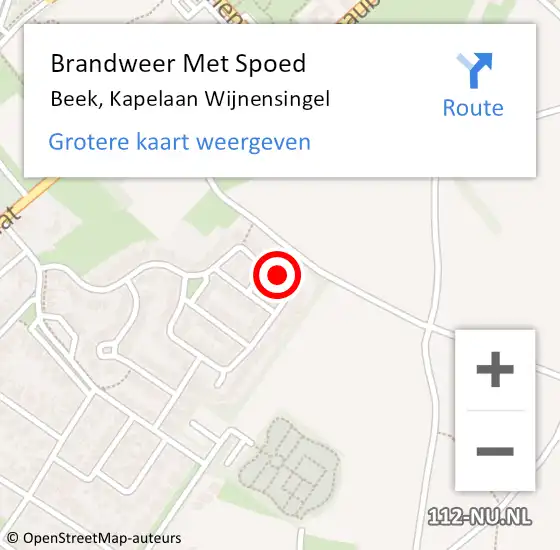 Locatie op kaart van de 112 melding: Brandweer Met Spoed Naar Beek, Kapelaan Wijnensingel op 28 september 2016 13:10