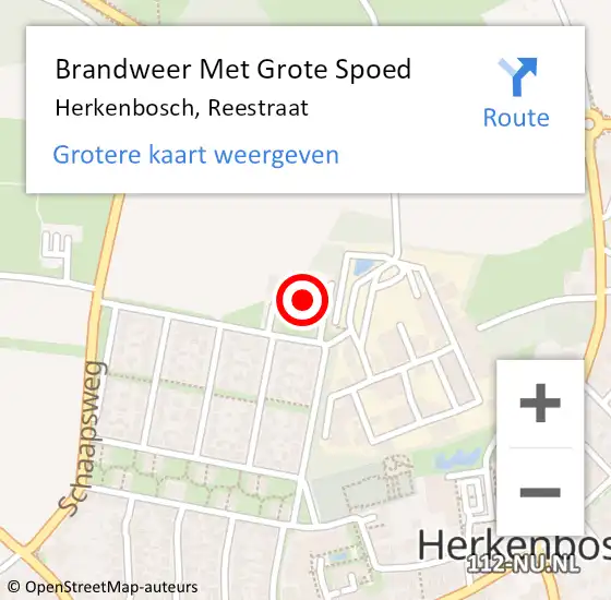 Locatie op kaart van de 112 melding: Brandweer Met Grote Spoed Naar Herkenbosch, Reestraat op 28 september 2016 13:19