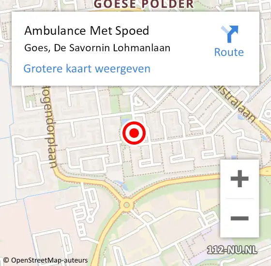 Locatie op kaart van de 112 melding: Ambulance Met Spoed Naar Goes, De Savornin Lohmanlaan op 28 september 2016 13:19