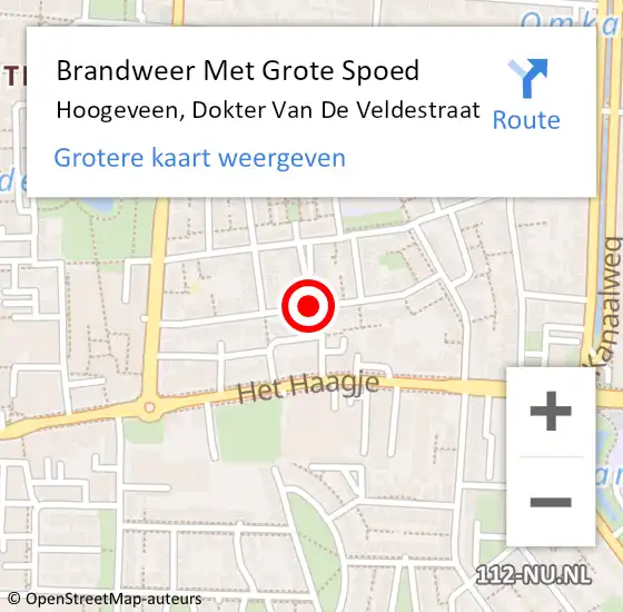 Locatie op kaart van de 112 melding: Brandweer Met Grote Spoed Naar Hoogeveen, Dokter Van De Veldestraat op 28 december 2013 19:31