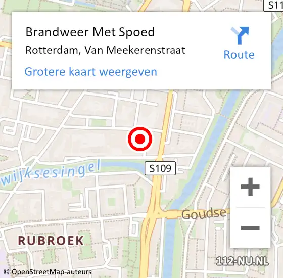 Locatie op kaart van de 112 melding: Brandweer Met Spoed Naar Rotterdam, Van Meekerenstraat op 28 september 2016 13:40