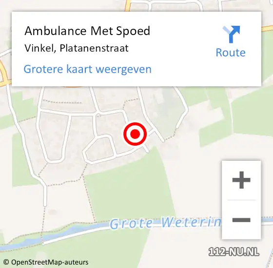 Locatie op kaart van de 112 melding: Ambulance Met Spoed Naar Vinkel, Platanenstraat op 28 september 2016 13:43