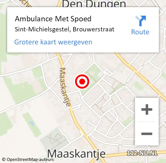 Locatie op kaart van de 112 melding: Ambulance Met Spoed Naar Sint-Michielsgestel, Brouwerstraat op 28 september 2016 13:44