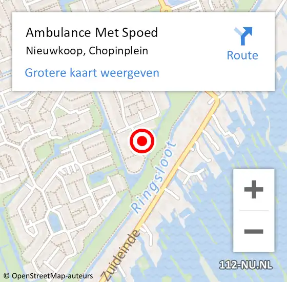 Locatie op kaart van de 112 melding: Ambulance Met Spoed Naar Nieuwkoop, Chopinplein op 28 september 2016 13:49