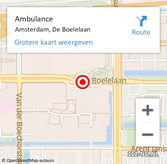 Locatie op kaart van de 112 melding: Ambulance Amsterdam, De Boelelaan op 28 september 2016 13:49