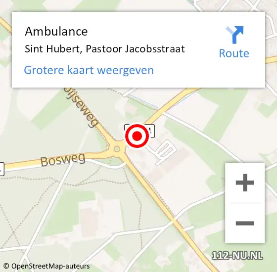 Locatie op kaart van de 112 melding: Ambulance Sint Hubert, Pastoor Jacobsstraat op 28 september 2016 13:49