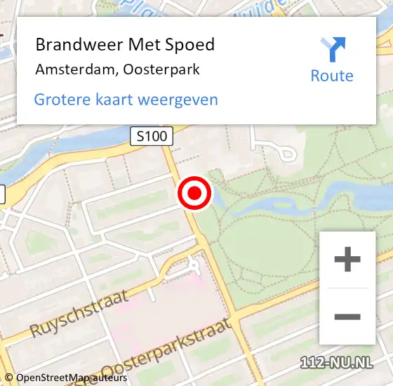 Locatie op kaart van de 112 melding: Brandweer Met Spoed Naar Amsterdam, Oosterpark op 28 september 2016 13:52