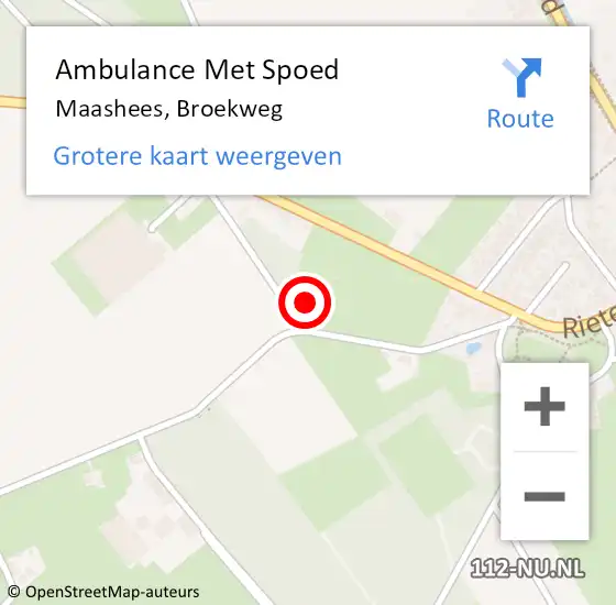 Locatie op kaart van de 112 melding: Ambulance Met Spoed Naar Maashees, Broekweg op 28 september 2016 14:58