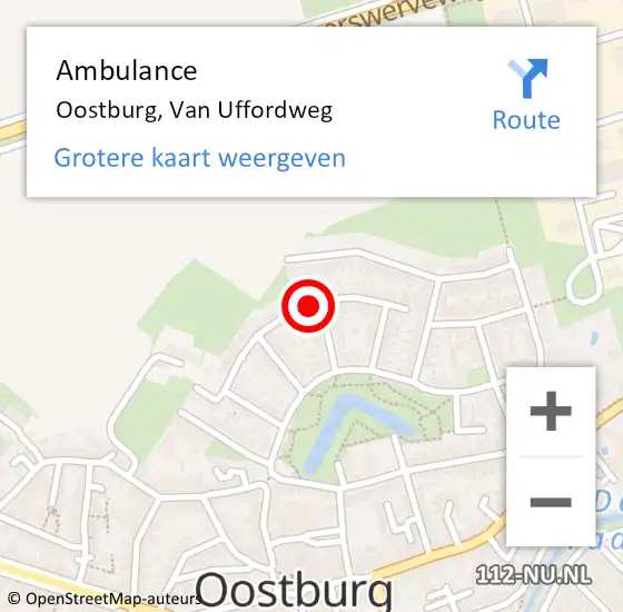 Locatie op kaart van de 112 melding: Ambulance Oostburg, Van Uffordweg op 28 september 2016 15:46