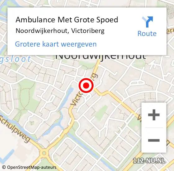 Locatie op kaart van de 112 melding: Ambulance Met Grote Spoed Naar Noordwijkerhout, Victoriberg op 28 september 2016 16:32