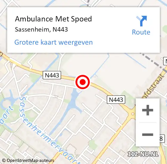 Locatie op kaart van de 112 melding: Ambulance Met Spoed Naar Sassenheim, N443 op 28 september 2016 17:27