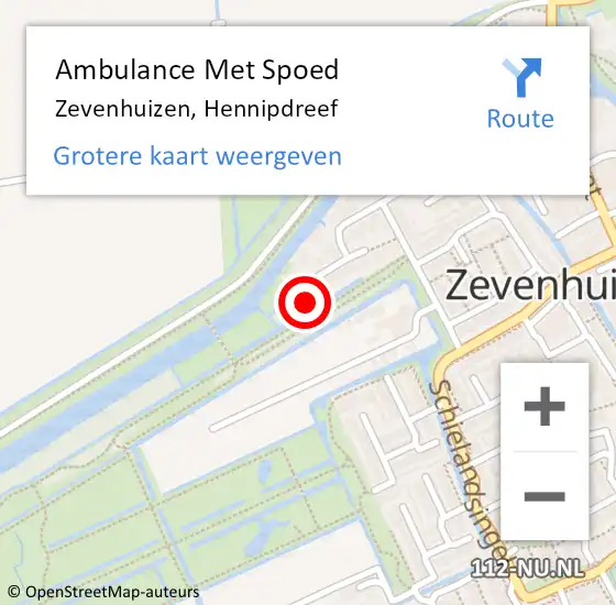 Locatie op kaart van de 112 melding: Ambulance Met Spoed Naar Zevenhuizen, Hennipdreef op 28 september 2016 18:38