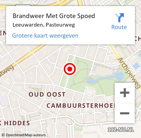 Locatie op kaart van de 112 melding: Brandweer Met Grote Spoed Naar Leeuwarden, Pasteurweg op 28 september 2016 19:24