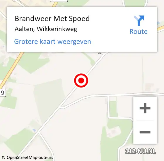 Locatie op kaart van de 112 melding: Brandweer Met Spoed Naar Aalten, Wikkerinkweg op 28 september 2016 19:26