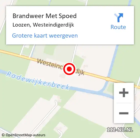 Locatie op kaart van de 112 melding: Brandweer Met Spoed Naar Loozen, Westeindigerdijk op 28 september 2016 20:20