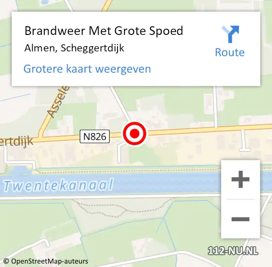 Locatie op kaart van de 112 melding: Brandweer Met Grote Spoed Naar Almen, Scheggertdijk op 28 september 2016 20:35