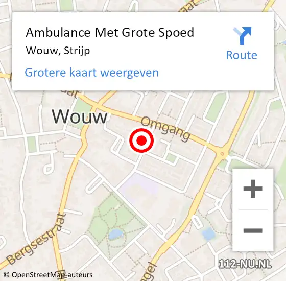 Locatie op kaart van de 112 melding: Ambulance Met Grote Spoed Naar Wouw, Strijp op 28 september 2016 21:00