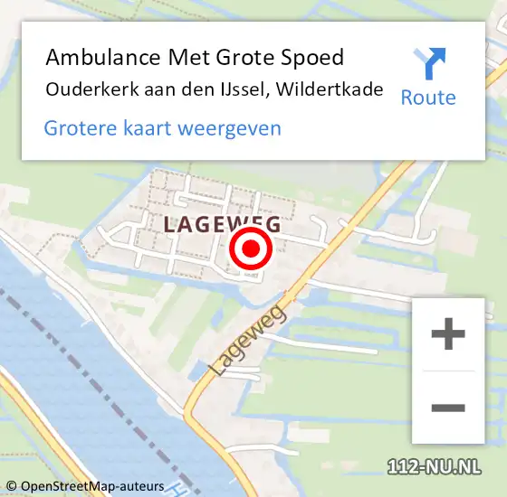 Locatie op kaart van de 112 melding: Ambulance Met Grote Spoed Naar Ouderkerk aan den IJssel, Wildertkade op 28 september 2016 22:27