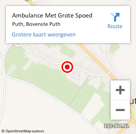 Locatie op kaart van de 112 melding: Ambulance Met Grote Spoed Naar Puth, Bovenste Puth op 28 december 2013 20:48